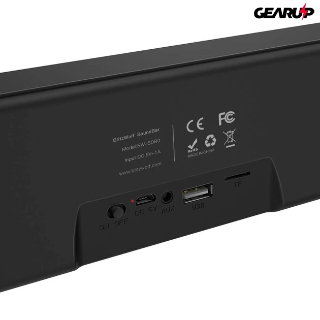 Kép 4/6 - BlitzWolf® BW-SDB0: 1200mAh vezeték nélküli mini Bluetooth hangszóró (10W)