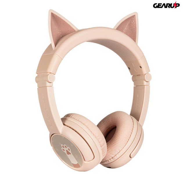Buddyphones Play Ears Plus vezeték nélküli fejhallgató gyerekeknek, cicafülekkel (rózsaszín)