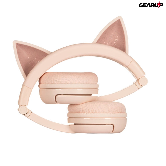 Buddyphones Play Ears Plus vezeték nélküli fejhallgató gyerekeknek, cicafülekkel (rózsaszín)