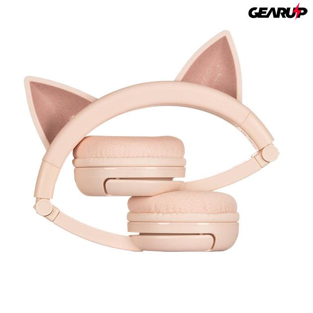 Buddyphones Play Ears Plus vezeték nélküli fejhallgató gyerekeknek, cicafülekkel (rózsaszín)