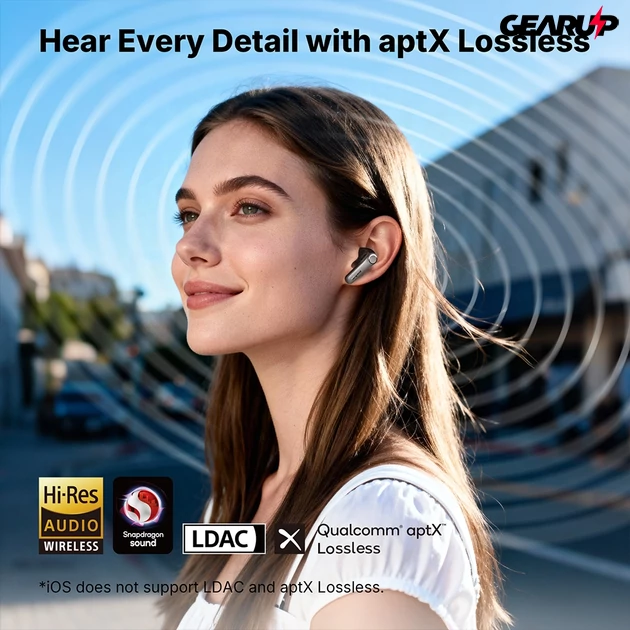 Kép 11/12 - EarFun Air Pro 4+ teljesen vezeték nélküli fülhallgató, dupla hangszóró, Bluetooth 6.0 - Fekete