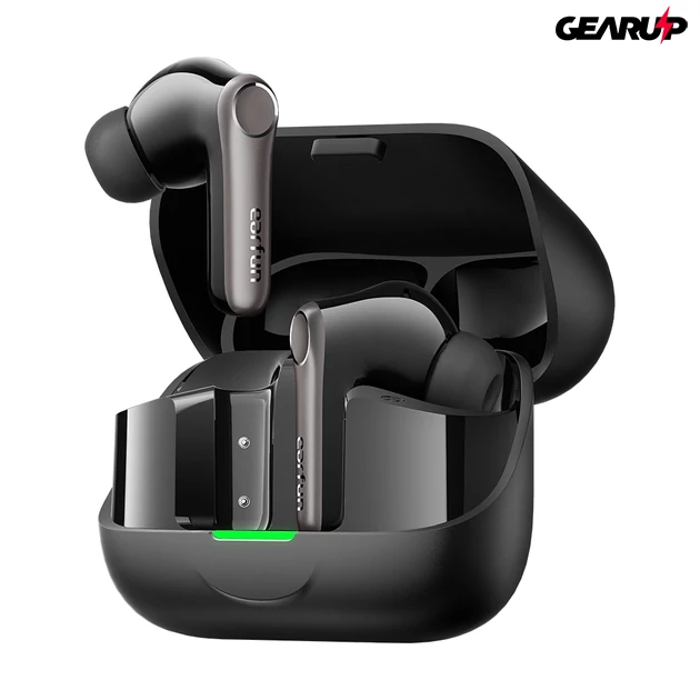 Kép 1/12 - EarFun Air Pro 4+ teljesen vezeték nélküli fülhallgató, dupla hangszóró, Bluetooth 6.0 - Fekete