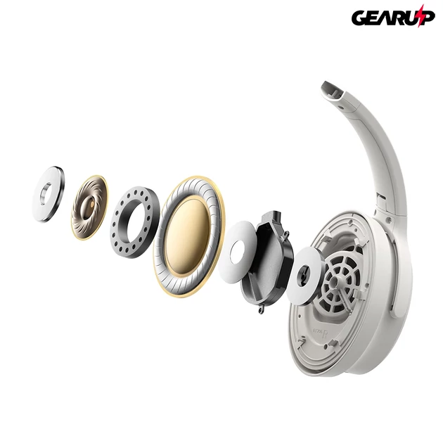 Kép 5/5 - Earfun Tune Pro vezetéknélküli zajszűréses dupla hangszórós fejhallgató, 120 órás üzemidővel és színház üzemmóddal - Fehér