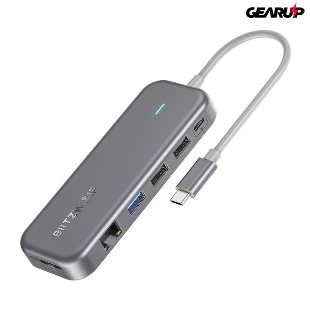 BlitzWolf® BW-TH11: 11 az 1-ben USB 3.0 Type-C elosztó 2 HDMI porttal (100W) 1
