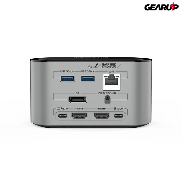 Kép 2/5 - BlitzWolf® BW-TH12: 14 az 1-ben USB-C dokkoló - M.2 SATA 3.0 / 4K HDMI / 1x DP / 4x USB 3.0 port / 3x Type-C / 3.5 jack / 1x RJ45 LAN port