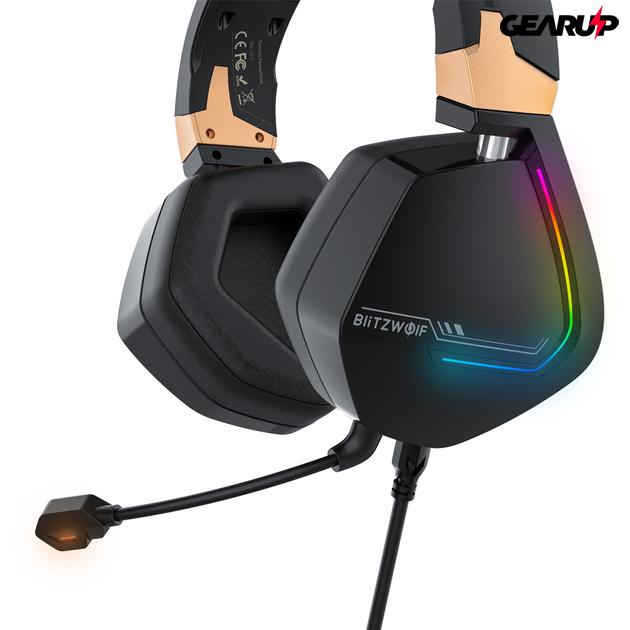 BlitzWolf® BW-GH2: 7.1 gamer fejhallgató RGB leddel (3.5 Jack)