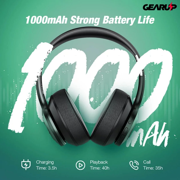 Kép 3/5 - BlitzWolf® AirAux AA-ER3: Bluetooth 5.0 fejhallgató mikrofonnal és akár 40 órás üzemidővel - 40 órás üzemidő