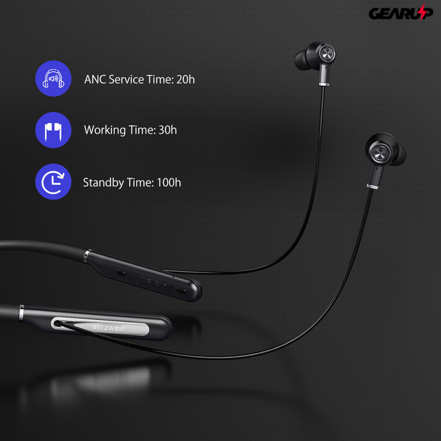 BlitzWolf® BW-ANC2: Bluetooth 5.0 fülhallgató aktív zajszűréssel és mikrofonnal