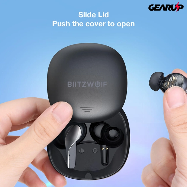Kép 2/5 - BlitzWolf® BW-FYE15 TWS Bluetooth V5.0 fülhallgató csúsztatható fedéllel