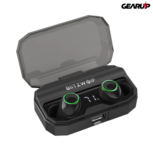 Kép 1/7 - BlitzWolf® BW-FYE3S: vezeték nélküli prémium fülhallgató digitális kijelzővel (2600 mAh, IPX6) 1