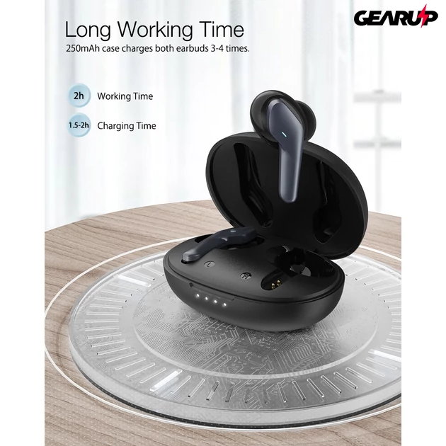 Kép 8/11 - BlitzWolf® BW-FYE5S: teljesen vezeték nélküli mini fülhallgató töltődobozzal - Fekete