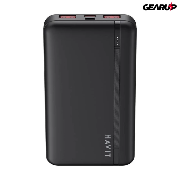 Kép 1/6 - Havit 10000mAh powerbank, 2xUSB, USB-C, 22.5W (fekete)