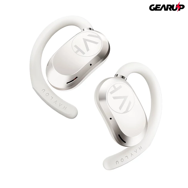 Kép 2/3 - Xiaomi Haylou Earhook kampós, nyitott kialakítású, akkumulátor kijelzős vezeték nélküli fülhallgató (fehér)