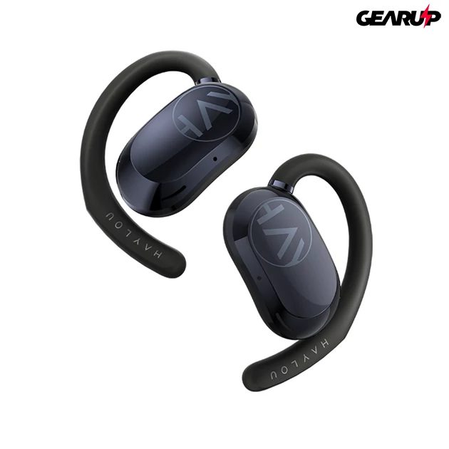 Kép 2/3 - Xiaomi Haylou Earhook kampós, nyitott kialakítású, akkumulátor kijelzős vezeték nélküli fülhallgató (fekete)