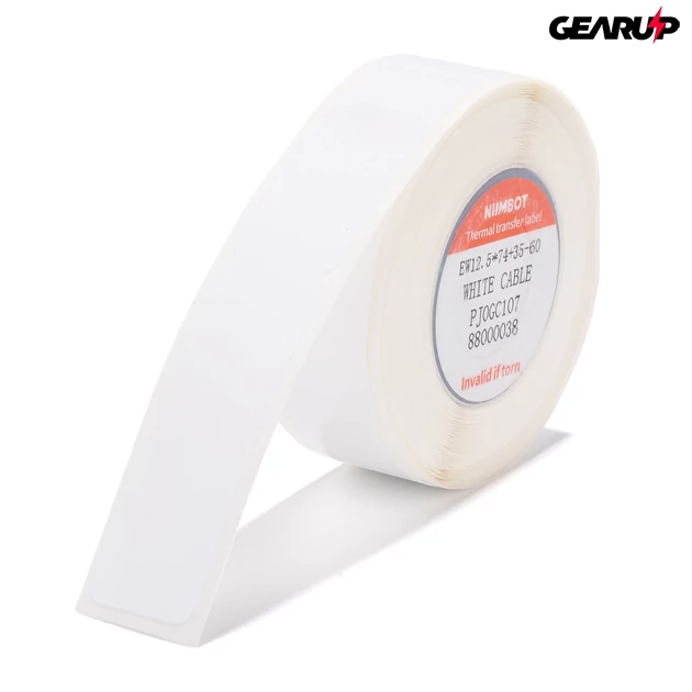 Kép 1/2 - Niimbot termál címke 12.5x74+35 mm, 60 db (fehér, kábel)