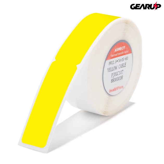 Kép 1/2 - Niimbot termál címke 12.5x74+35 mm, 60 db (sárga, kábel)