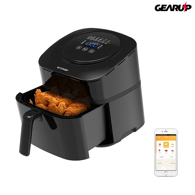 Kép 5/6 - BlitzWolf® BW-AF1: olaj nélküli forró levegős okos fritőz digitális kijelzővel 1800W 6 l kapacitással