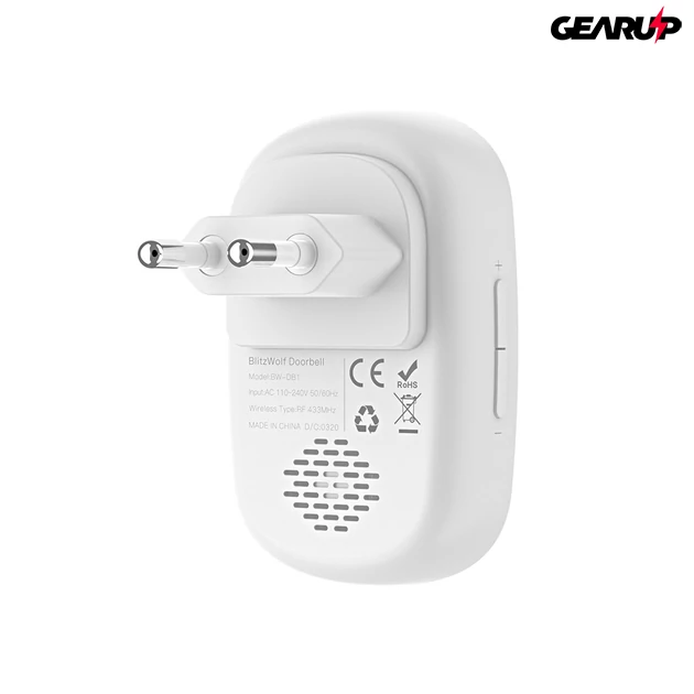 Kép 2/6 - BlitzWolf® BW-DB1: RF 433Mhz vezeték nélküli csengő