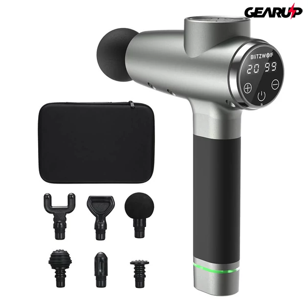 Kép 2/5 - BlitzWolf BW-FAS2: elektromos masszázspisztoly 6 db masszázsfejjel