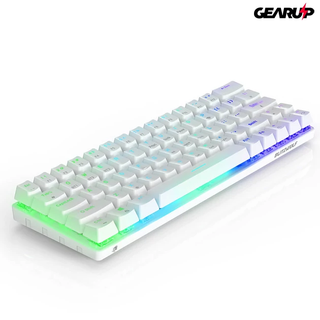 Kép 1/5 - BlitzWolf® BW-KB1: vezeték nélküli mechanikus gamer billentyűzet fehér színben