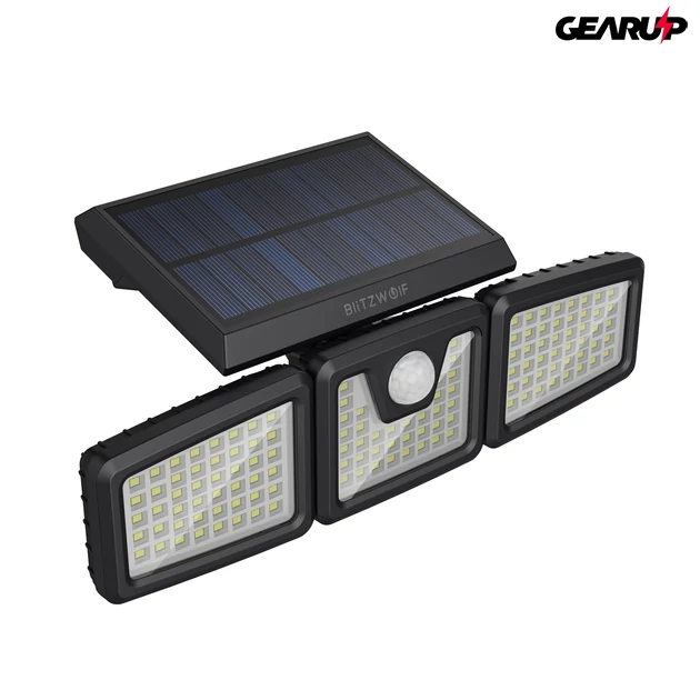 Kép 3/10 - BlitzWolf® BW-OLT4: vízálló napelemes lámpa morgásérzékelővel ellátva (128 LED)