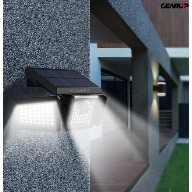 BlitzWolf® BW-OLT4: vízálló napelemes lámpa morgásérzékelővel ellátva (128 LED)