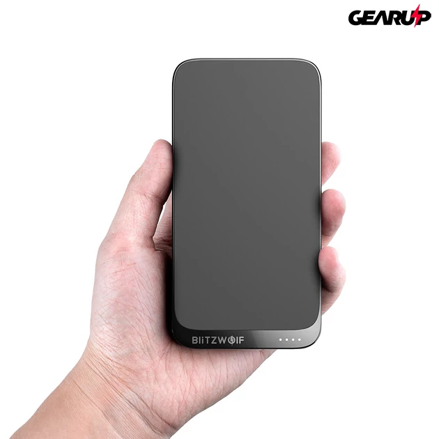 Kép 2/7 - BlitzWolf® BW-P10: hordozható külső akkumulátor vezeték nélküli töltéssel és 4 kimenetel - 10000mAh - Fekete