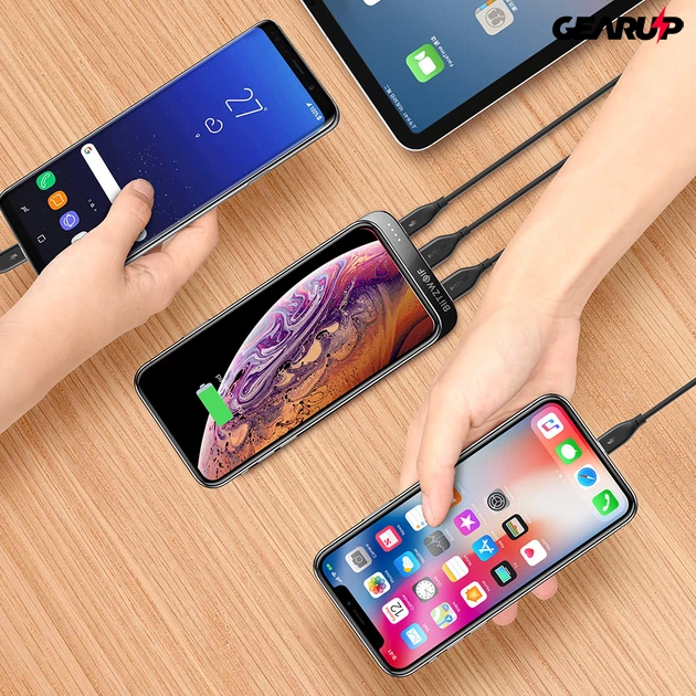 Kép 7/7 - BlitzWolf® BW-P10: hordozható külső akkumulátor vezeték nélküli töltéssel és 4 kimenetel - 10000mAh - Fekete