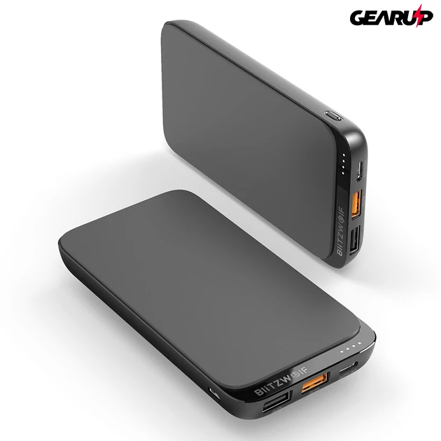 Kép 6/7 - BlitzWolf® BW-P10: hordozható külső akkumulátor vezeték nélküli töltéssel és 4 kimenetel - 10000mAh - Fekete