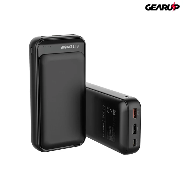 Kép 2/6 - BlitzWolf® BW-P11: hordozható külső akkumulátor / vésztöltő / Power Bank - 20000mAh 18W - Fekete