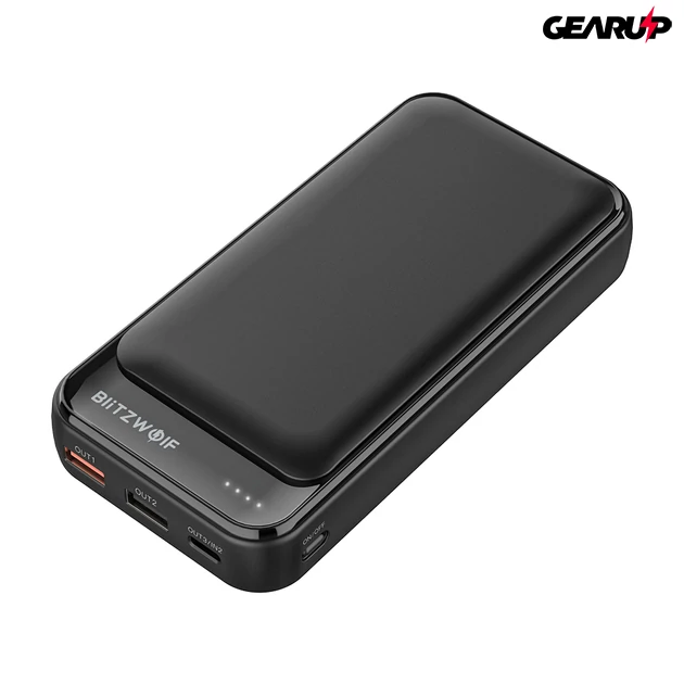 Kép 3/6 - BlitzWolf® BW-P11: hordozható külső akkumulátor / vésztöltő / Power Bank - 20000mAh 18W - Fekete