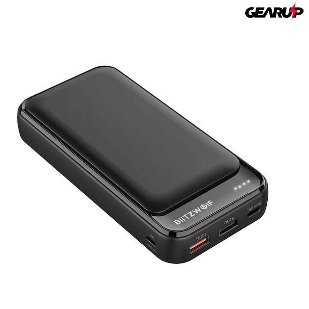 Kép 4/6 - BlitzWolf® BW-P11: hordozható külső akkumulátor / vésztöltő / Power Bank - 20000mAh 18W - Fekete