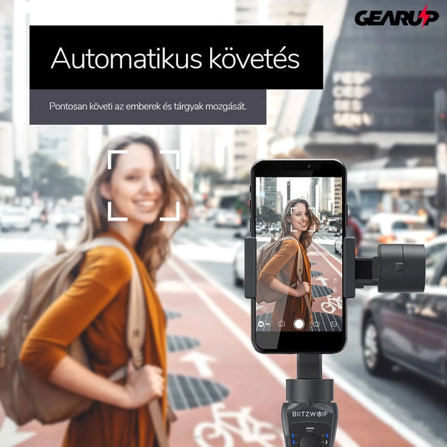 Kép 2/17 - BlitzWolf® BW-BS14: 3 tengelyes stabilizátor gimbal mobiltelefonhoz