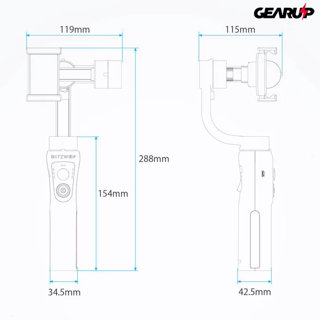 Kép 7/17 - BlitzWolf® BW-BS14: 3 tengelyes stabilizátor gimbal mobiltelefonhoz