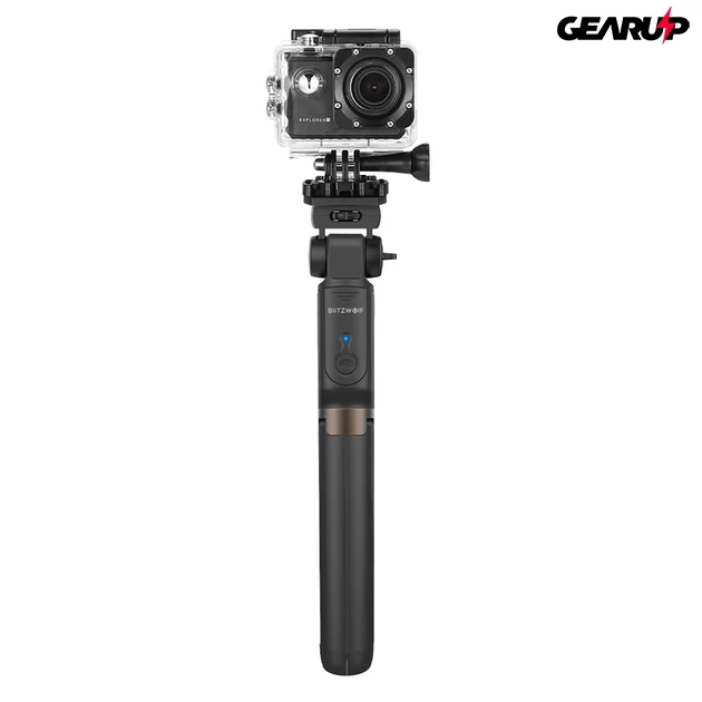 Kép 1/7 - BlitzWolf® BW-BS5: 880mm hosszú multifunkciós selfie bot okostelefonhoz és kamerához - Fekete 1