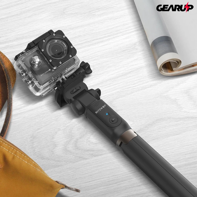 Kép 4/7 - BlitzWolf® BW-BS5: 880mm hosszú multifunkciós selfie bot okostelefonhoz és kamerához - Fekete
