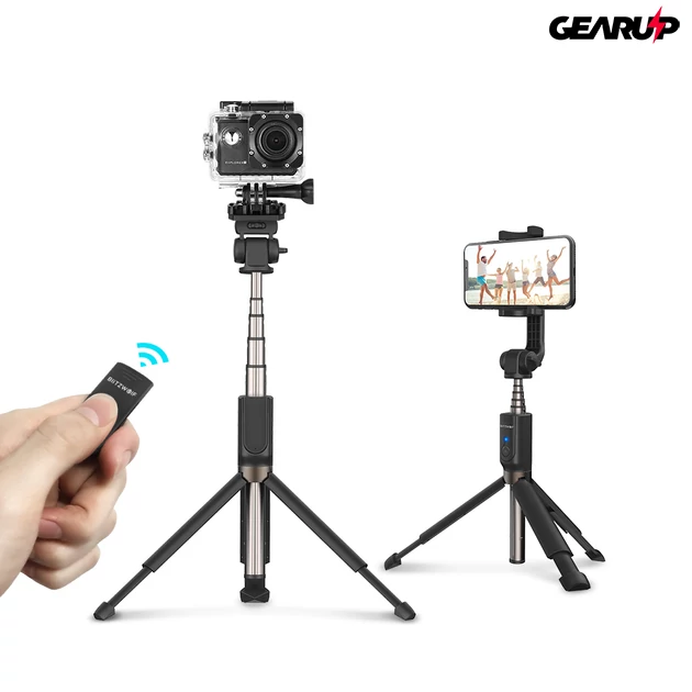 Kép 2/7 - BlitzWolf® BW-BS5: 880mm hosszú multifunkciós selfie bot okostelefonhoz és kamerához - Fekete