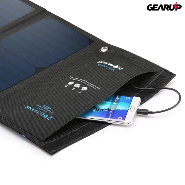 Kép 2/8 - BlitzWolf® BW-L2: hordozható napelemes töltő és mobiltelefon tok (15W)