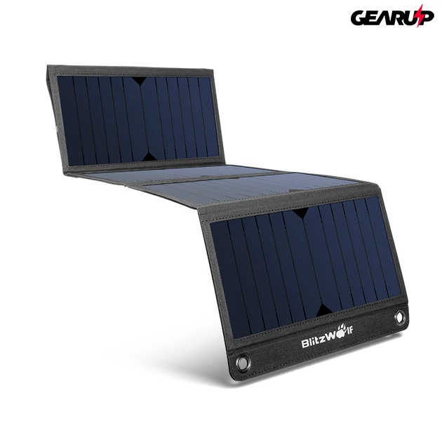 Kép 1/4 - BlitzWolf® BW-L3: hordozható napelemes töltő és mobiltelefon tok (28W) 1