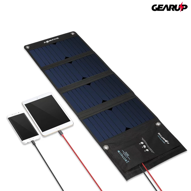 Kép 2/4 - BlitzWolf® BW-L3: hordozható napelemes töltő és mobiltelefon tok (28W)