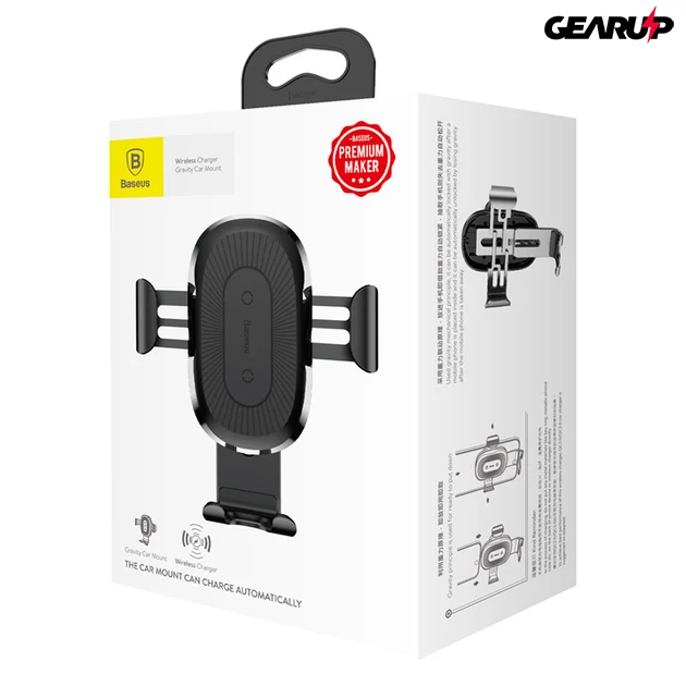 Kép 7/8 - Baseus® Gravity: Autós telefontartó és vezeték nélküli töltő – 10W