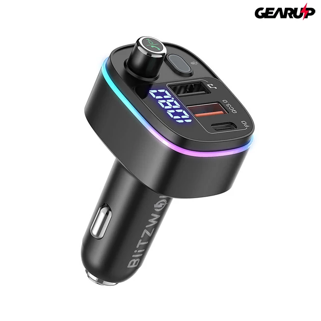 Kép 1/5 - BlitzWolf® BW-BC2: Bluetooth 5.0 FM adó, 18W PD + QC3.0 USB autós töltő 1