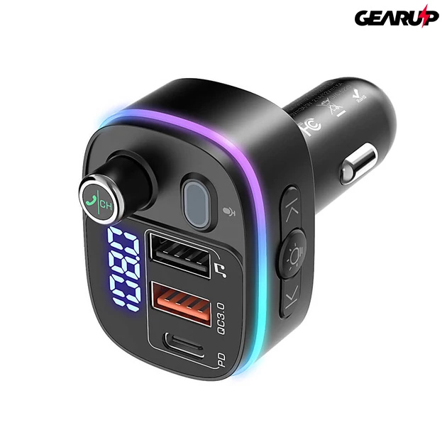 Kép 2/5 - BlitzWolf® BW-BC2: Bluetooth 5.0 FM adó / 18W PD + QC3.0 USB autós töltő