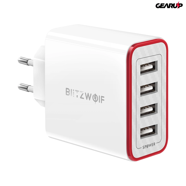BlitzWolf® BW-PL1: 4 portos USB hálózati gyorstöltő - 40W 1
