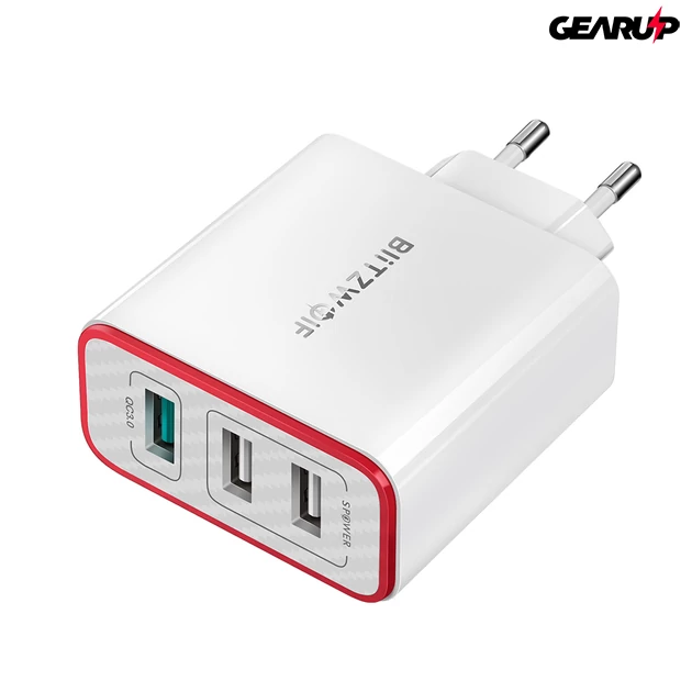 Kép 3/8 - BlitzWolf® BW-PL2: 3 portos USB hálózati gyorstöltő - 30W
