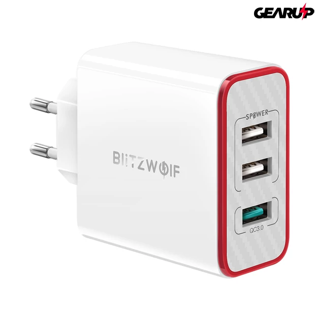 Kép 1/8 - BlitzWolf® BW-PL2: 3 portos USB hálózati gyorstöltő - 30W 1