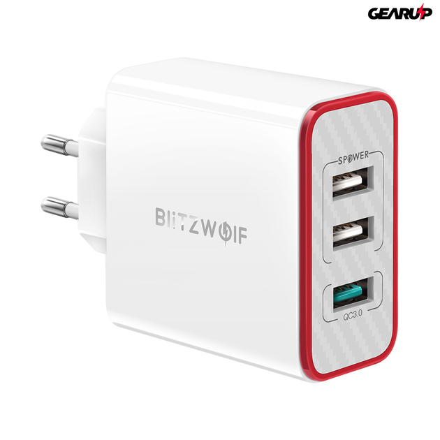 BlitzWolf® BW-PL2: 3 portos USB hálózati gyorstöltő - 30W 1