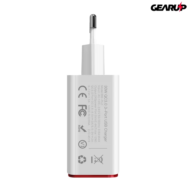 Kép 6/8 - BlitzWolf® BW-PL2: 3 portos USB hálózati gyorstöltő - 30W