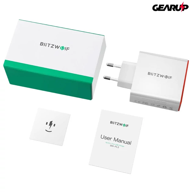 Kép 3/6 - BlitzWolf® BW-PL5: 4 portos USB hálózati gyorstöltő - 35W