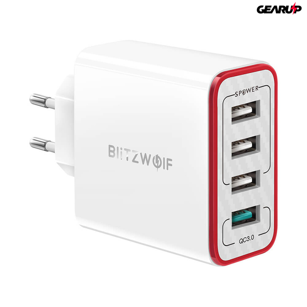 BlitzWolf® BW-PL5: 4 portos USB hálózati gyorstöltő - 35W 1